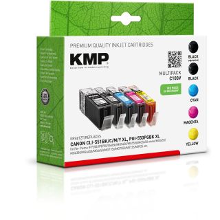 KMP Tintenpatronen C100V MULTIPACK ersetzt Canon PGI-550PGBK XL, CLI-551BK/C/M/Y XL