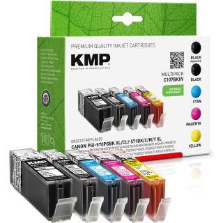 KMP Tinte C107BKXV MULTIPACK ersetzt Canon PGI-570PGBK XL, CLI-571BK/C/M/Y XL