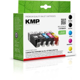 KMP Tinte C107BKXV MULTIPACK ersetzt Canon PGI-570PGBK XL, CLI-571BK/C/M/Y XL