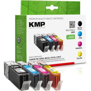 KMP Tintenpatronen C89V MULTIPACK ersetzt Canon PGI-550PGBK XL, CLI-551C/M/Y XL
