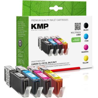 KMP Tintenpatronen C90V MULTIPACK ersetzt Canon CLI-551BK/C/M/Y XL