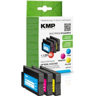 KMP Tinte H166CMYX MULTIPACK ersetzt HP 953XL (3 Patronen)