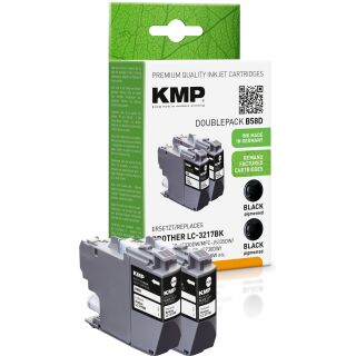 KMP Tinte B58D DOPPELPACK (schwarz) ersetzt Brother LC-3217BK